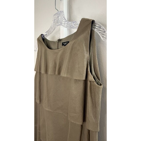Talbots Olive Green Tiered Cotton Dress 6 Sleeveless Lined Classic Midi - Picture 7 of 7